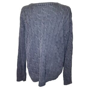 J Crew Cable Knit Sweater Mens Size Large Blue 100% Cotton Long Sleeve